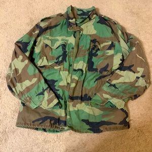 Green Camo Jacket with Built in Hood
